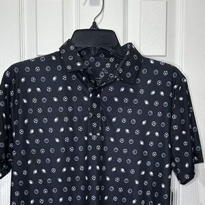 Xersion Boys Black Quick Dri Sports Printed Polo Shirt Sz Youth XL 18/20 NWT